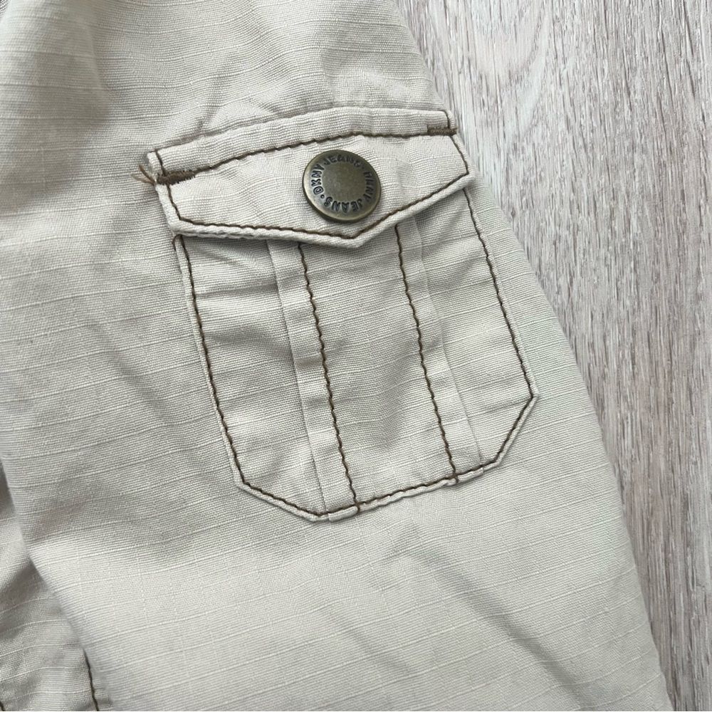 DKNY Blazer Jacket Women S Beige Cotton Long Sleeve Collared Casual Button Front - Picture 5 of 11